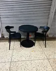 Round Dining Table with 2 Minimalist Curved-Back Chairs - 4