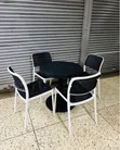 Round Table with 4 Armless Chairs (Black and White) - 2