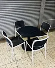 Round Table with 4 Armless Chairs (Black and White) - 4