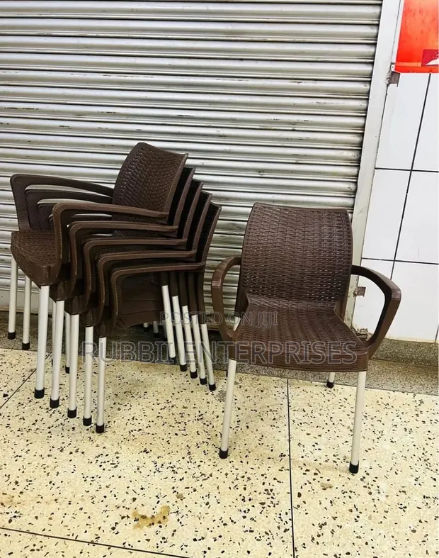 Brown Plastic Woven Chairs - 1