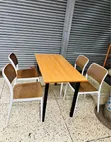 Foldable Table with 4 Armless Chairs (Brown & White) - 2