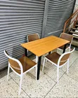 Foldable Table with 4 Armless Chairs (Brown & White) - 3
