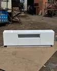 Modern White Wooden TV Stand with Drawers & Open Storage - 1