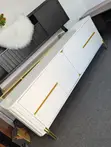 Modern White Wood TV Stand with Drawers - 2