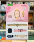 Smartbarry A58 Women Smartwatch with Bluetooth Calling & Extra Straps (Gold) - 1