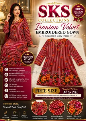Luxury Iranian Velvet Gown - Red