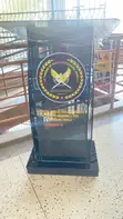 Brand New Black Glass Podium with Custom Logo and Rollers - 2