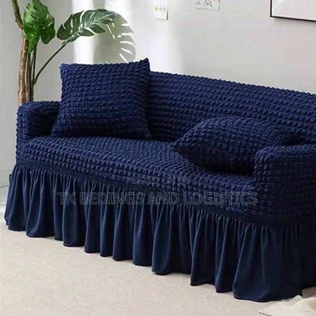 Navy Blue Two-Seater Sofa Cover - 1