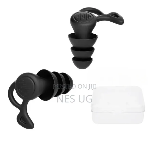 1 Pair Reusable Silicone Ear Plugs for Noise Cancellation - Black - 1