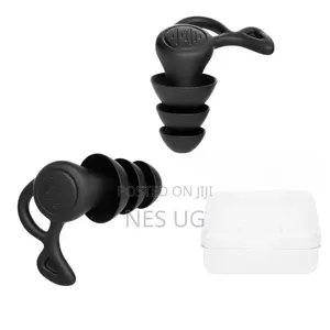 1 Pair Reusable Silicone Ear Plugs for Noise Cancellation - Black