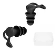 1 Pair Reusable Silicone Ear Plugs for Noise Cancellation - Black - 1
