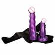 Double Strap-On Dildo for Couples - Purple - 4