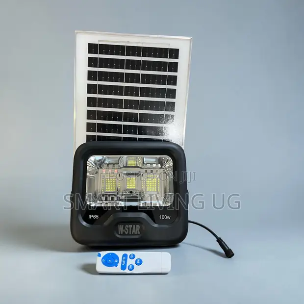 W-Star 100W LED Solar Flood Light with Remote & Panel - 1