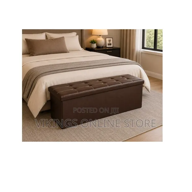 110cm Leather Ottoman with Storage - 1