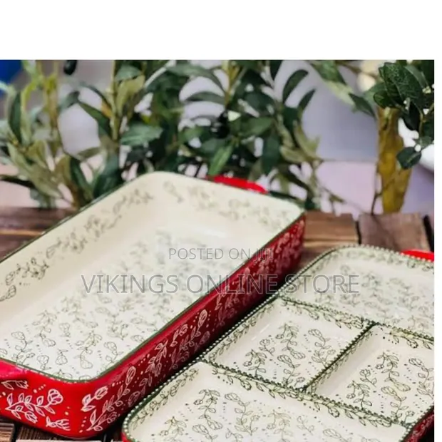 2pc Rectangular Bohemian Lasagna/Baking Tray Set - 1