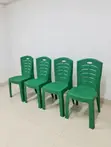 Rattan Style Plastic Dining Chairs (Set of 4) - 1