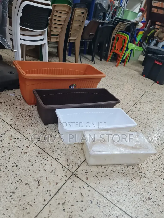 Bohemian Rectangular Plastic Flower Pots (Outdoor) - 1