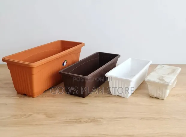 Long Rectangular Plastic Flower Pots - 1