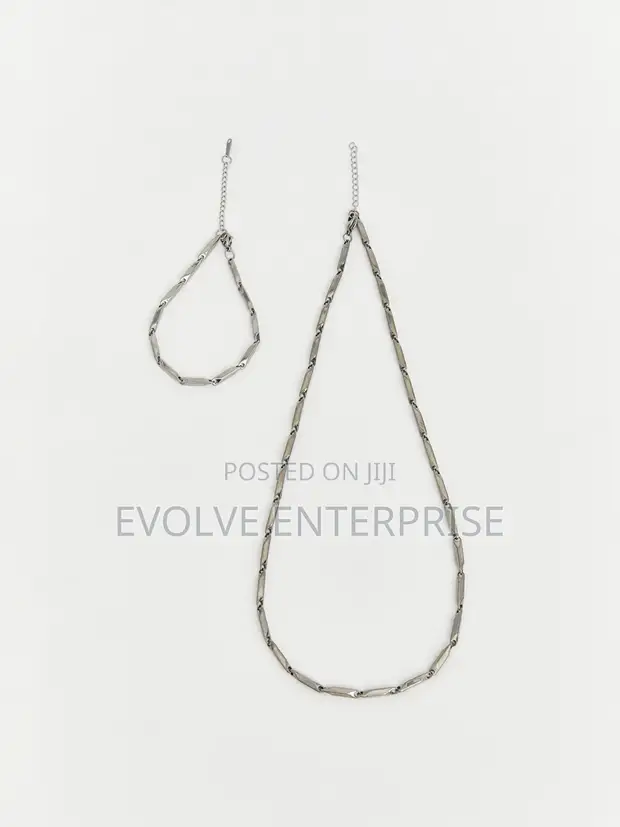 Men's Steel Chain Jewelry Set (Necklace & Bracelet) - 1