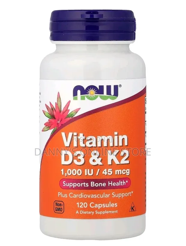 NOW Vitamin D3 with K2, 120 Capsules - 1