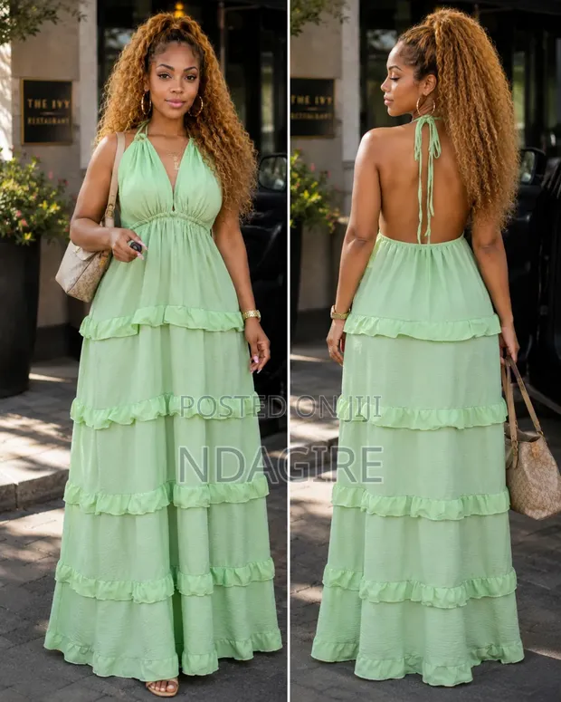 Green Halter Maxi Dress - 1
