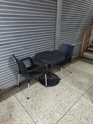Black Plastic Dining Table and 2 Chairs
