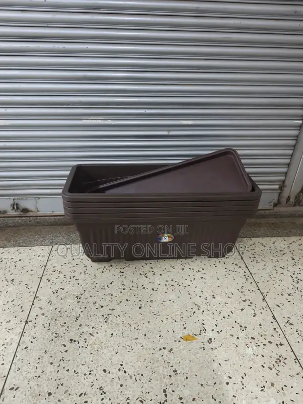 Gardenia Rectangular Plastic Flower Pots (Brown) - 1