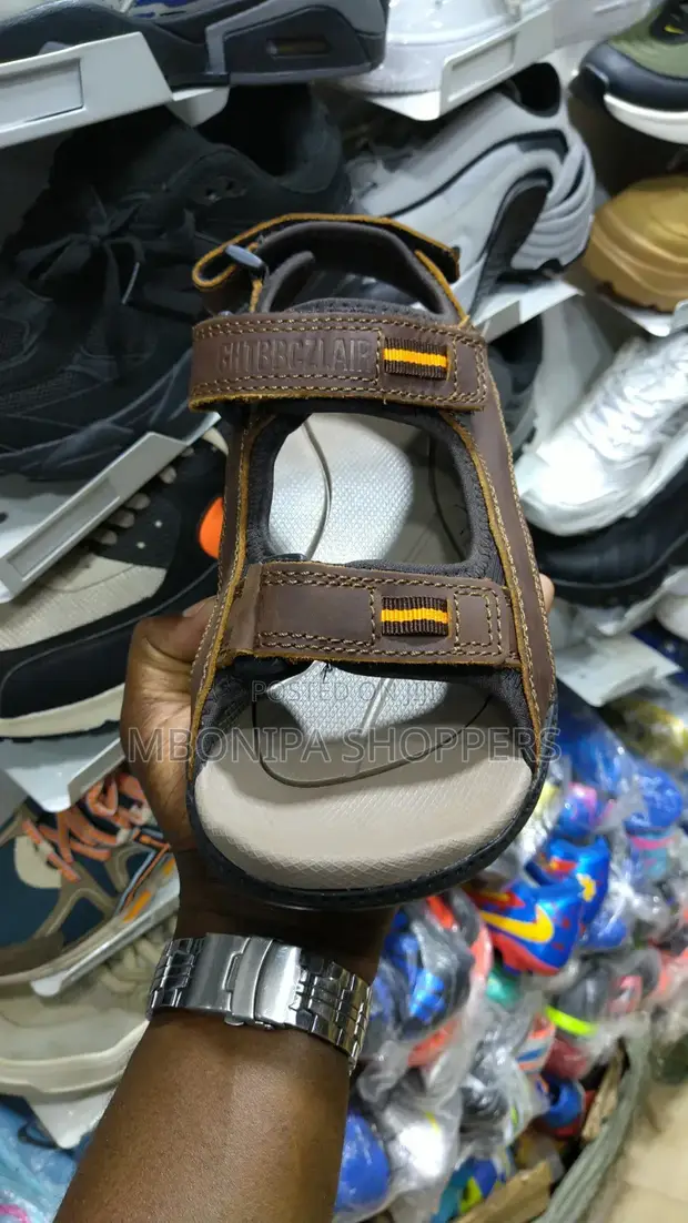 Men's Outdoor Leather Sandals - Brown - 1
