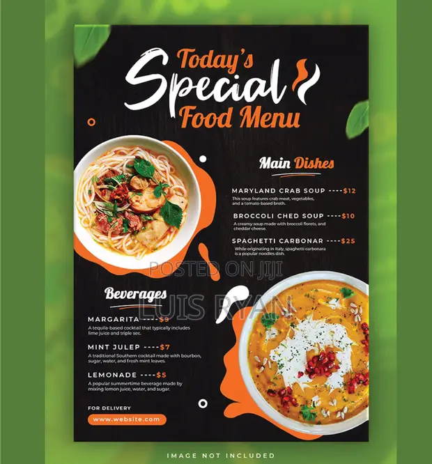 Restaurant Menu Design & Printing Services - 1