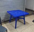 Dining Table with 4 Plastic Stools - 1