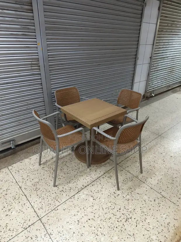 Modern Plastic Dining Table and Chairs Set - 1