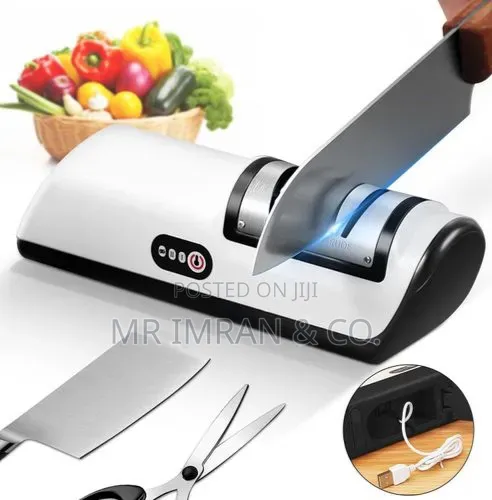 White Compact Electric Knife Sharpener - 1