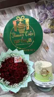 Flower Bouquet, Cake & Card Gift Package - 2