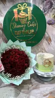 Flower Bouquet, Cake & Card Gift Package - 4