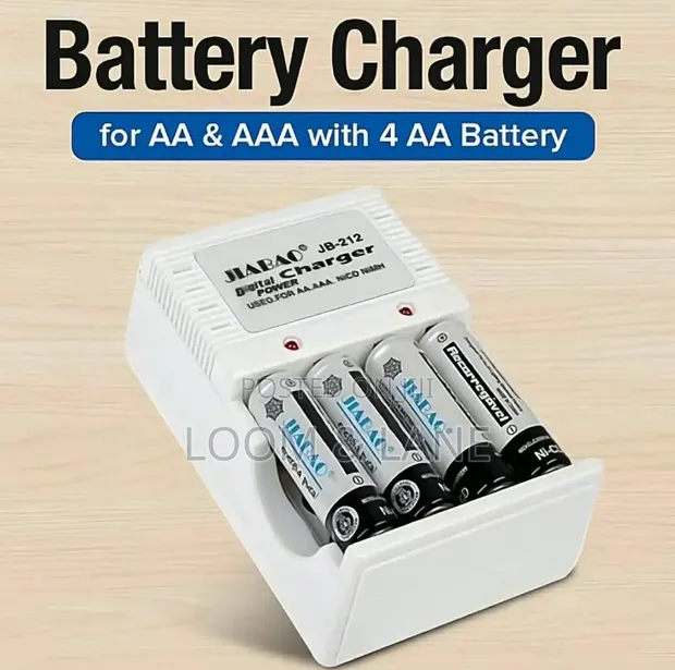 Jiabao JB-212 Digital Battery Charger with 4 AAA Batteries - 1