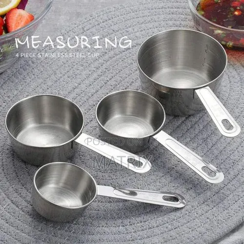 4-Piece Stainless Steel Measuring Cup Set - 1
