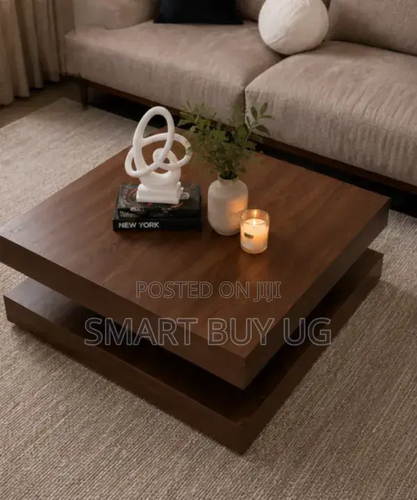 Wooden Center Table - Square, Brown, Brand New - 1