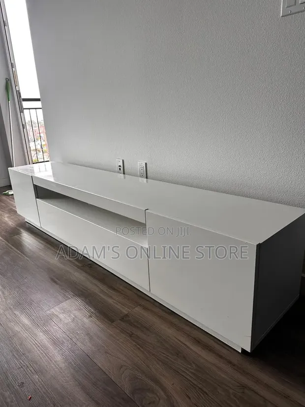 White TV Stand Unit - 6ft Length - 1