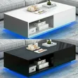 White LED Center Table with Black Accents - 1