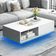 White LED Center Table with Black Accents - 2
