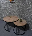 Metal Stool Center Table - Black & Brown - 1