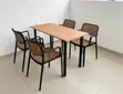 Metallic Stand Dining Table and 4 Chairs - 1
