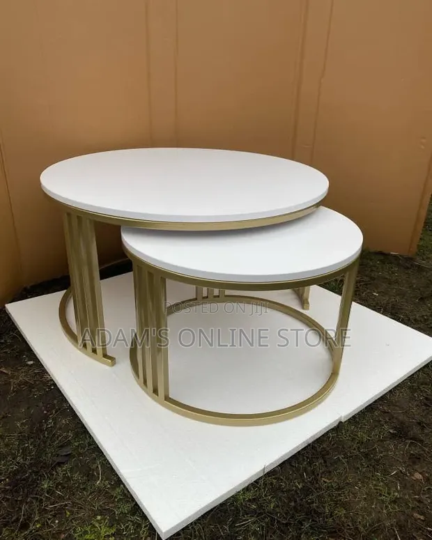 White and Gold Round Center Table - 1
