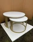 White and Gold Round Center Table - 1