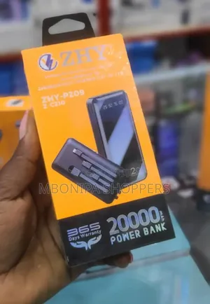 ZHY Power Bank 20000mAh with Inbuilt Cables