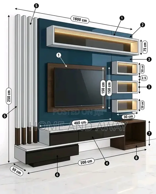 Customized TV Stand/Wall Unit in Any Colour - 1