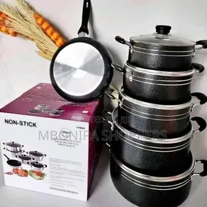 Non-Stick Aluminum Cookware Set with Glass Lids - Black
