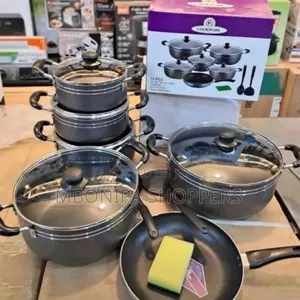 Tornado Aluminum Cookware Set (6 Pots + 1 Frying Pan) - Black