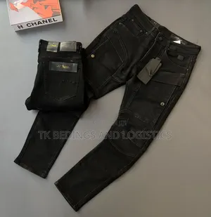 Men's Black Stretch Jeans with Padded Panels
