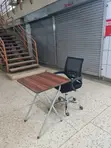 X-Shaped Legs Wooden Foldable Reading Table and Chair - 2